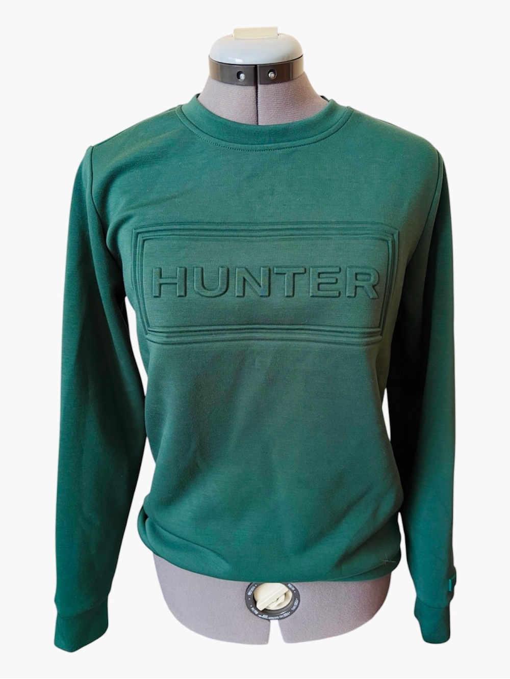 Hunter Green Embossed Logo Crewneck Sweatshirt Pullover Outdoor Casual Stretch